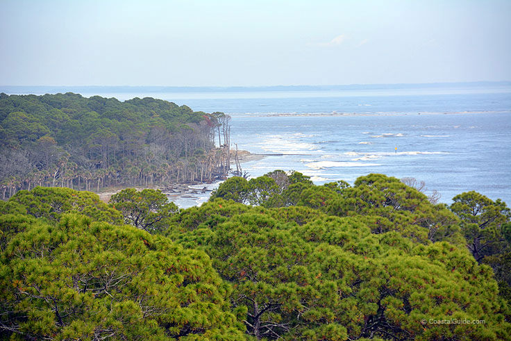 A view of the shoreline from Hunting island Light