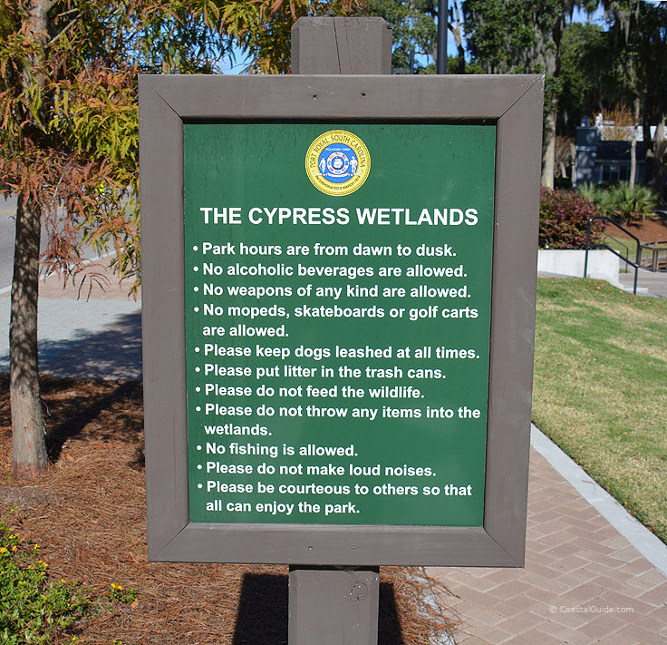 Cypress Wetlands sign in Port Royal SC