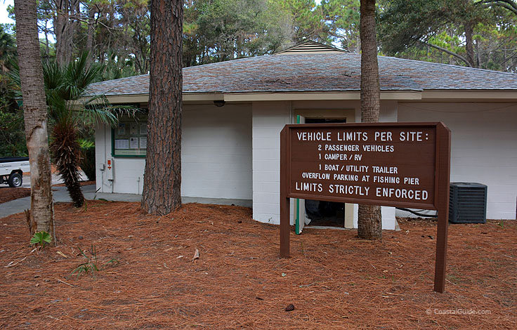 Campground check-in at Hunting island State Park