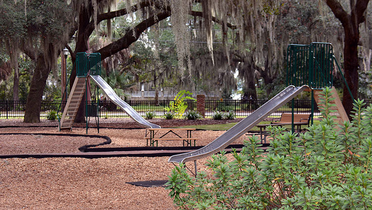 Playground slides at Pigeon Point Park